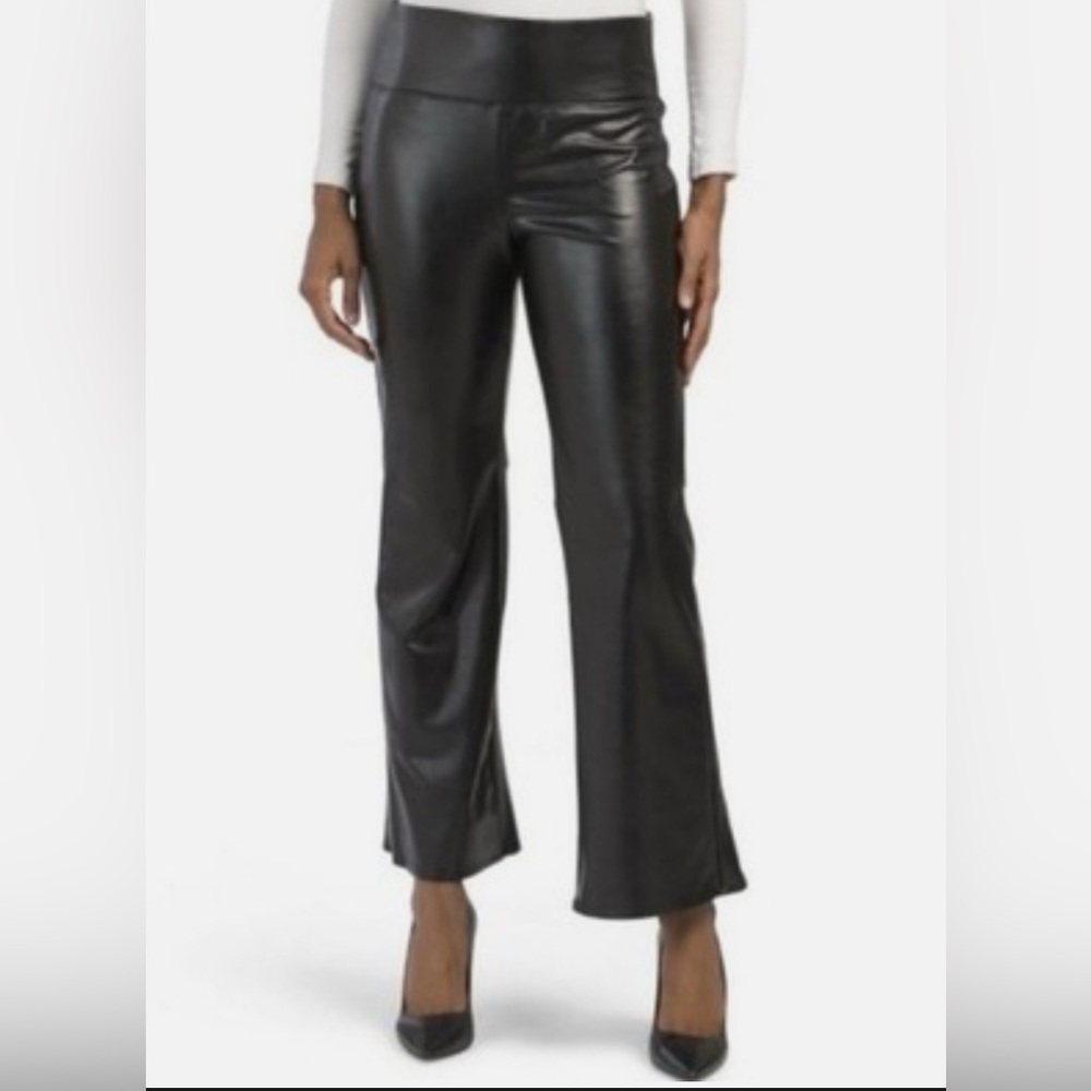 Vince Camuto Black faux leather flare pants